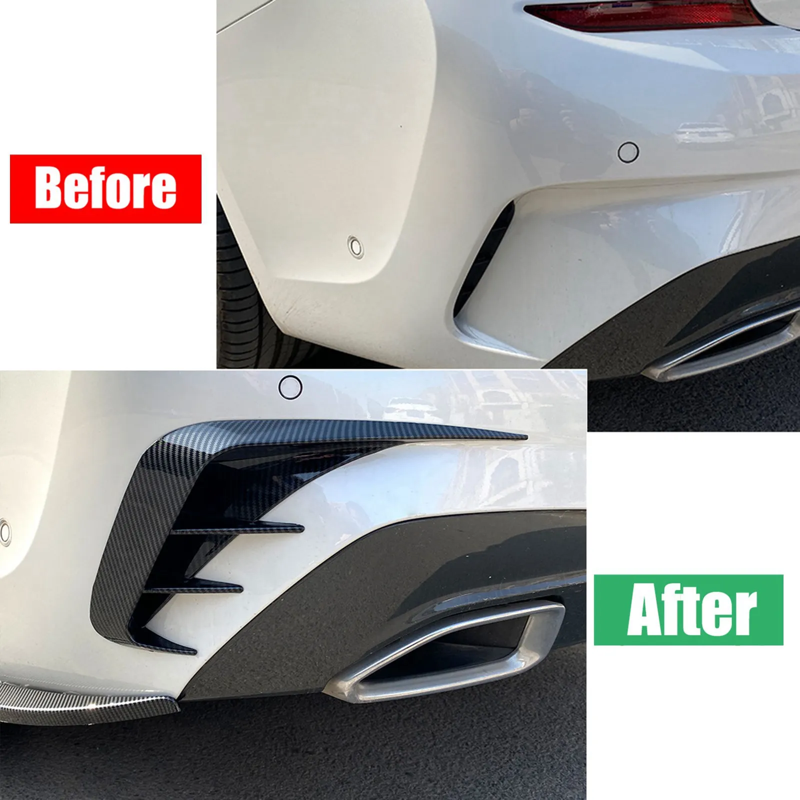 For BMW 3-Series G20 320i 330i 2019-2022 Rear Bumper Lip Spoiler Side Air Vent Outlet Cover Trim