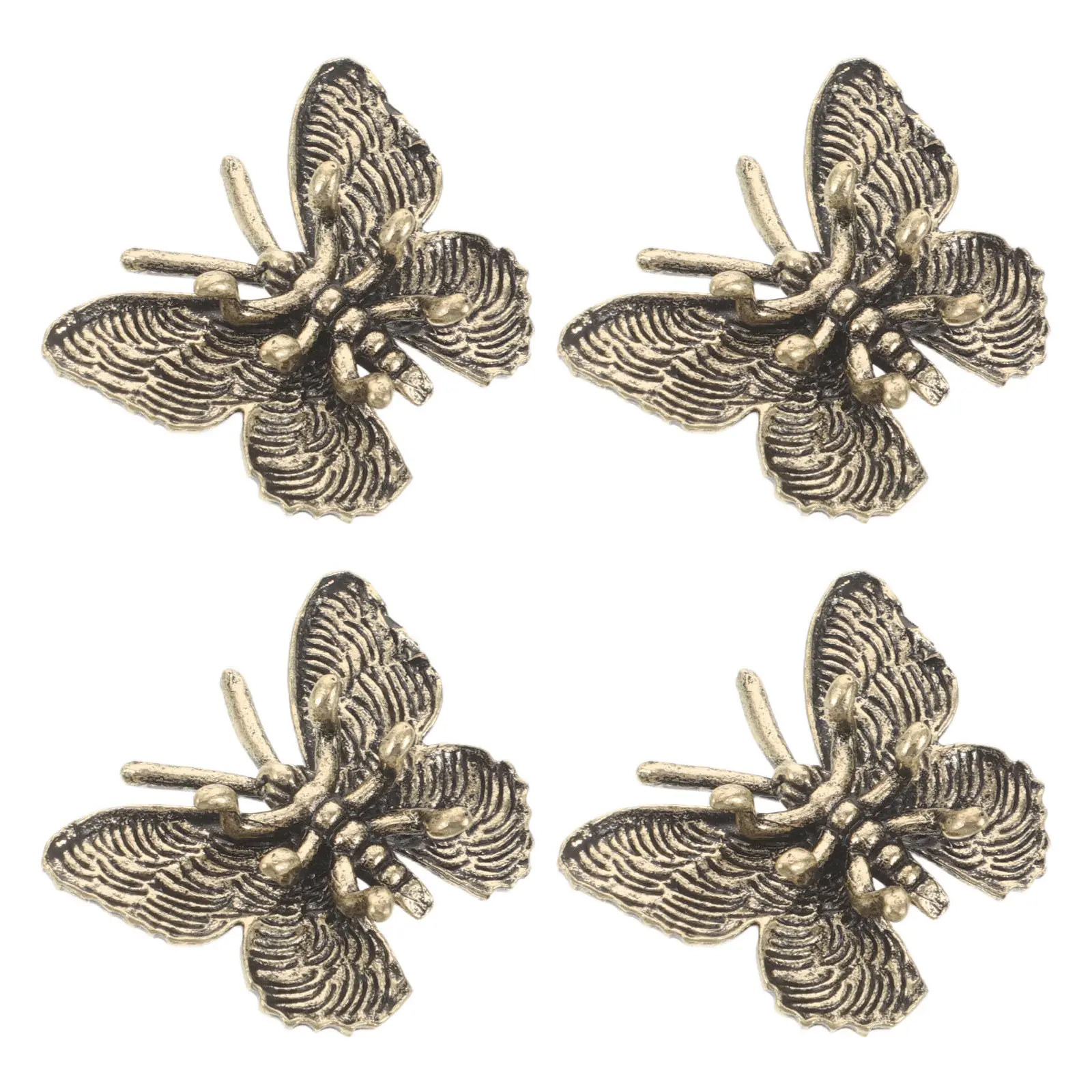 4Pcs Mini Brass Butterfly Tea Pet Retro Vintage Sculpture Paperweight Animal Butterfly Sculpture
