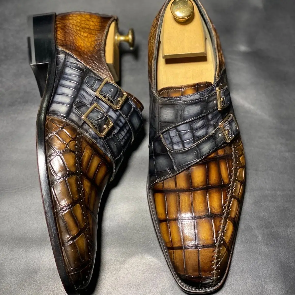 kexima men dress shoes male crocodile leather shoes join together leather shoes