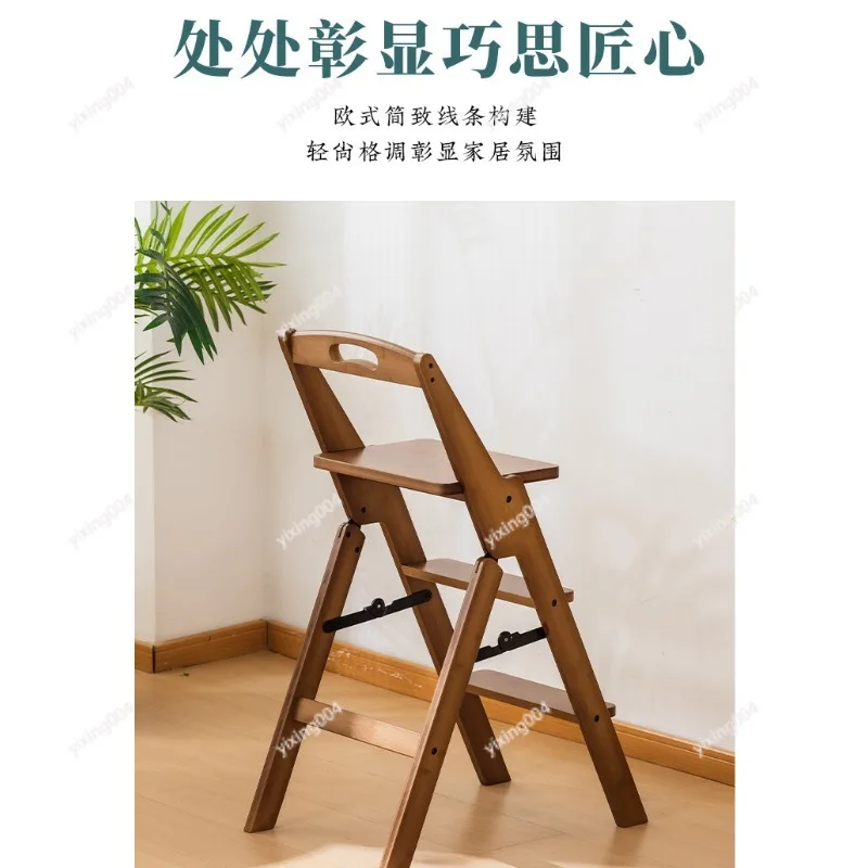 Foldable Kitchen High Stool Dual-Use Thickened Bar Chair Step Ladder for Home Storage