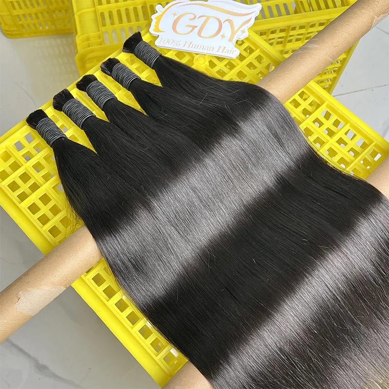 

Straight Human Hair Bulk For Braiding Extensiones Cabelo Humano Natural Hair No Weft Unprocessed Raw Hair Natural Black 100g/1pc