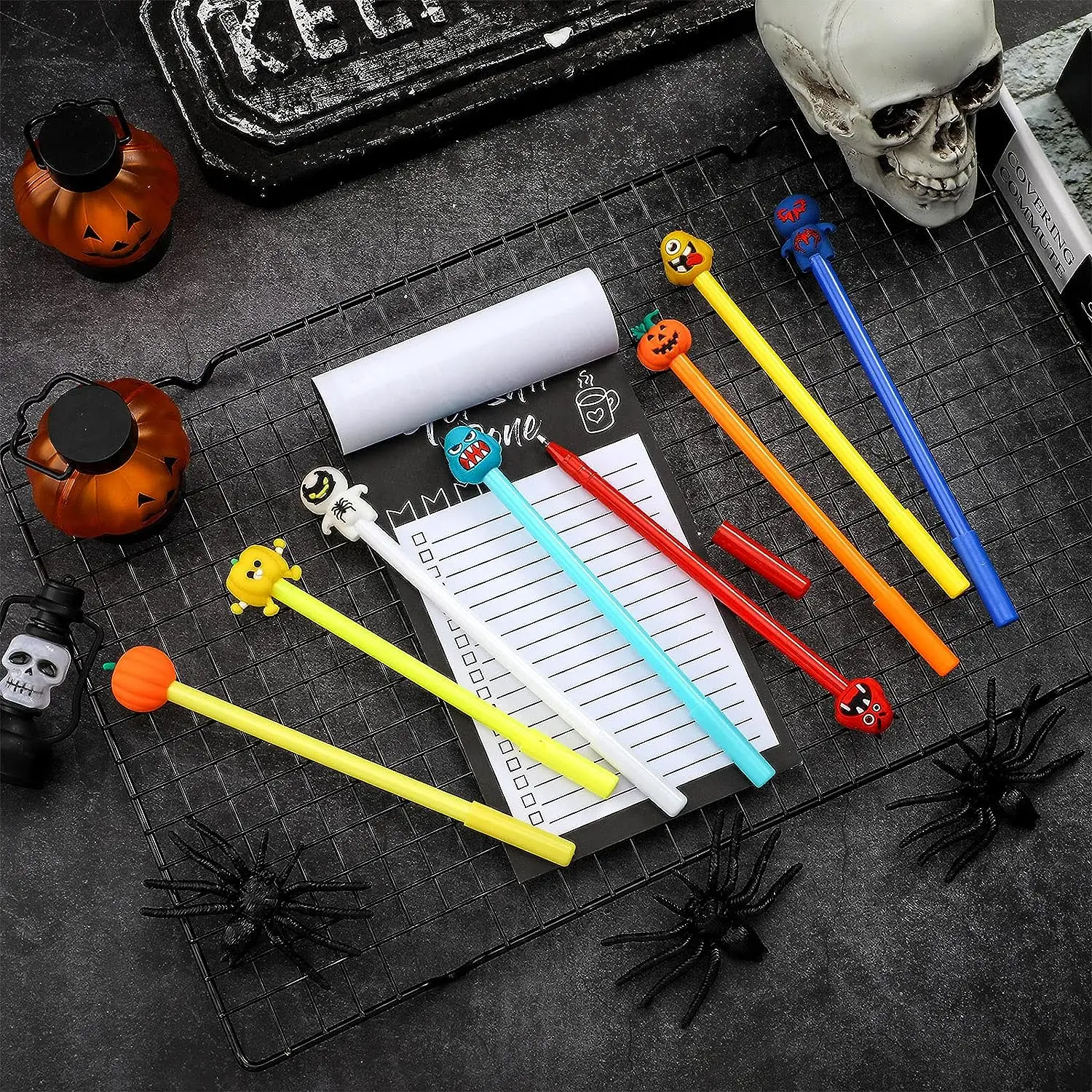 150 Pcs Gel Pens Set 0.5 Mm Cute Cartoon Black Ghost Ballpoint Pens Pumpkin Cat Student Halloween Theme Party Supplies