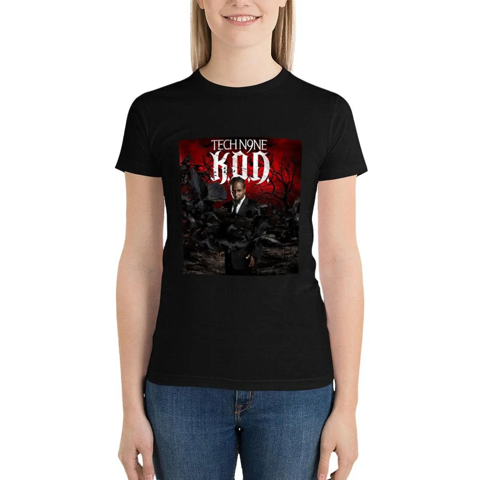 เสื้อยืด N9ne KOD TECH เสื้อยืดกราฟิกสำหรับผู้หญิง