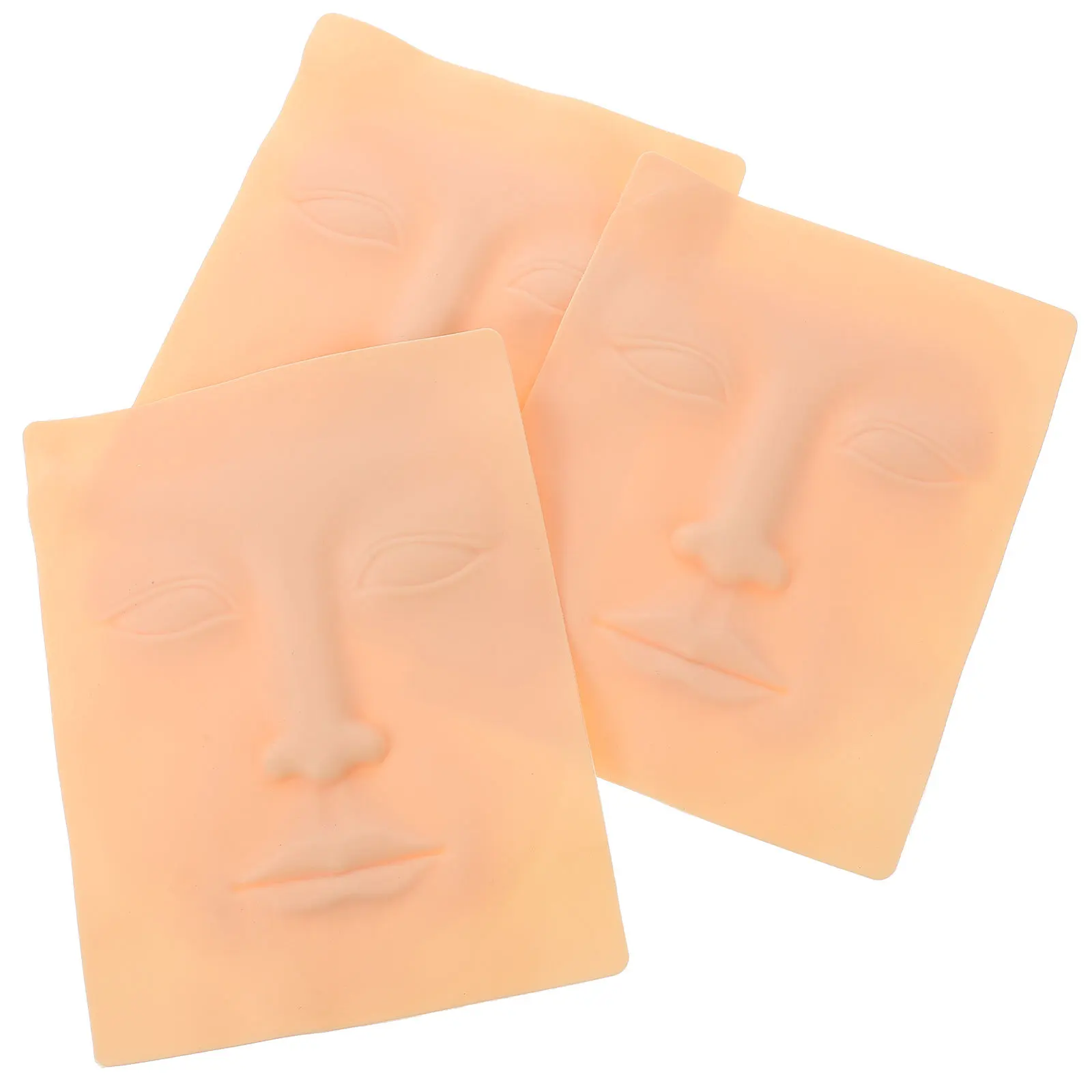 문신용 실리콘 얼굴 피부 3개, 내구성 있는 탄성 연습 시트, 눈썹 문신 훈련 도구, 가짜 인간 얼굴