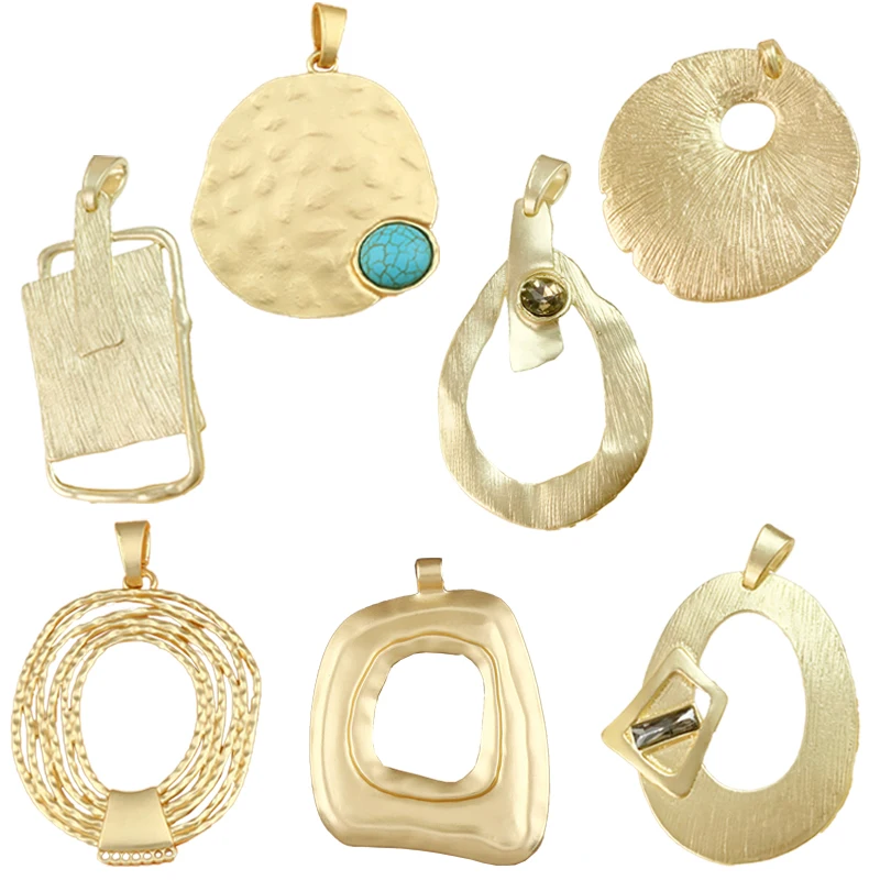 Colgante de dijes irregulares grandes para collar hecho a mano, accesorios de fabricación de joyas, bohemio, oro mate, 1 x
