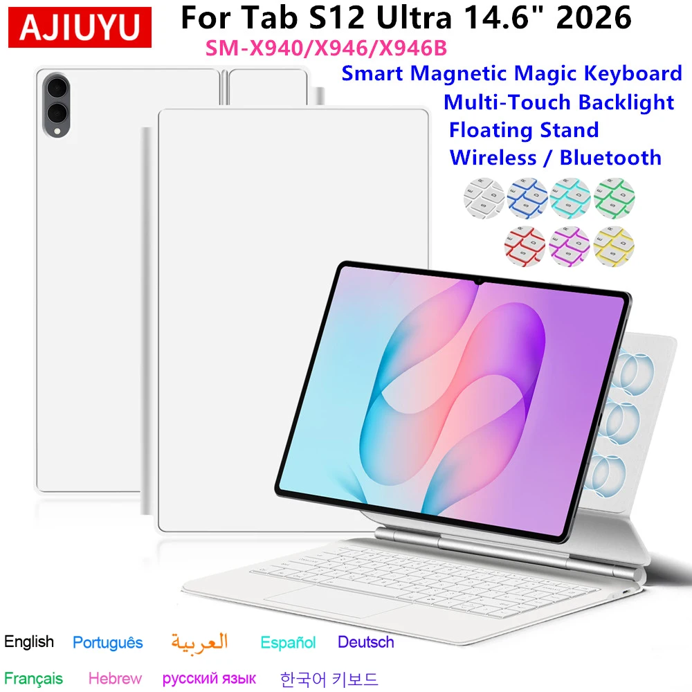 Magic Keyboard Case For Samsung Galaxy Tab S12 Ultra 14.6 Inch 2026 SM-X940 SM-X946 X946B Tablet Smart Cover Folio Multi-Touch