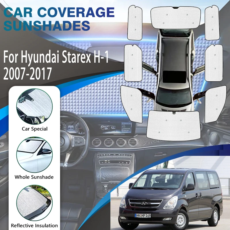 Full Cover Sunshades For Hyundai Starex H-1 Huiyi iMax 2007-2017 Sunproof Shade Covers Window Visors Windshields Car Accessories