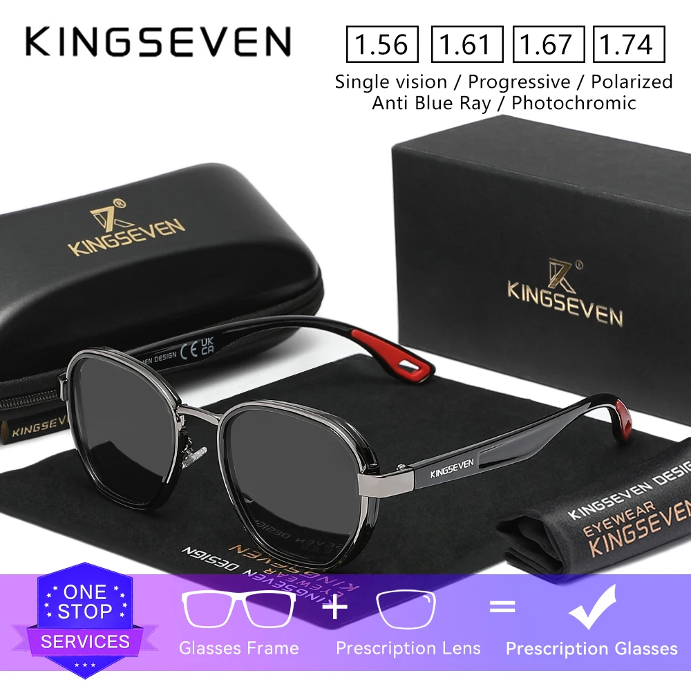 KINGSEVEN الكلاسيكية البيضاوي الرجعية النظارات الشمسية البصرية قصر النظر مد البصر وصفة طبية النظارات في الهواء الطلق القيادة موضة الرجال النساء النظارات