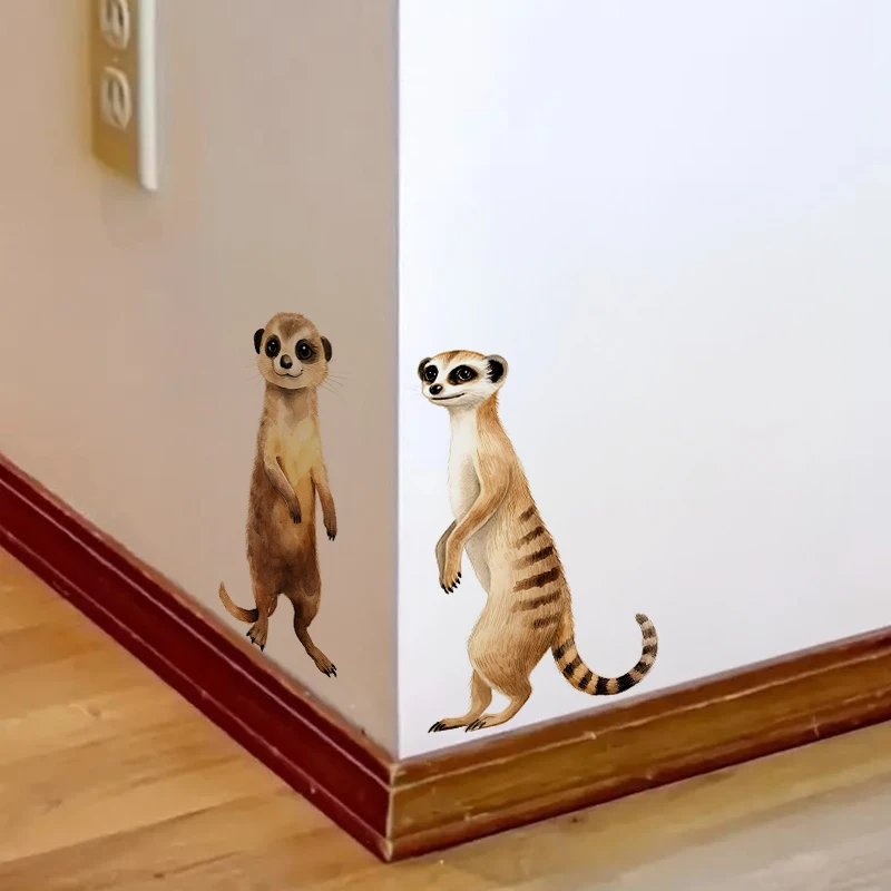 Watercolor Meerkat Cartoon Sticker, Water-proof & UV-resistant Home Decal for Wall, Bathroom, Cabinet, Door,Toilet, Car, Laptop