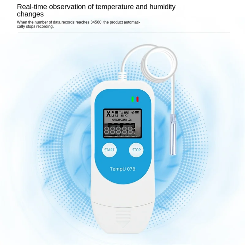 ABZZ-Tempo 07B مسجل درجة الحرارة/الرطوبة الرقمي USB مسجل بيانات ميزان الحرارة الرطوبة لتخزين الثلاجة