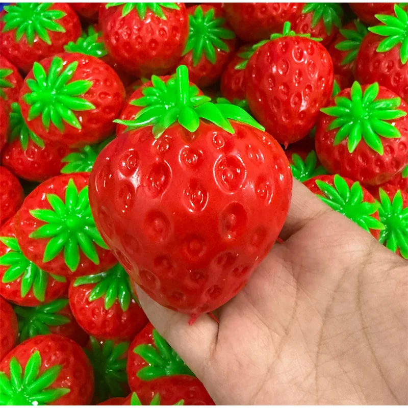 Strawberry Crispy Squishy Handmade Squeeze Ball Realistic Fruit-shaped Stress Reliever For Anxiety Relief & Desk Decor