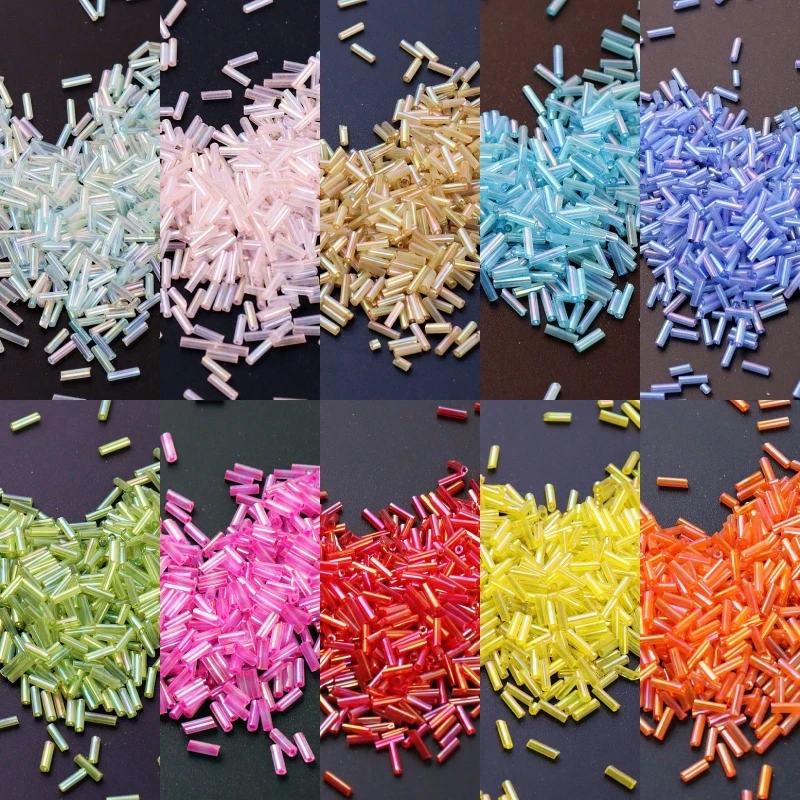 

Colorful 300Pcs Seedbeads 11/0 Tube bead 2x6mm Bugles Glass Seed Beads For DIY Jewelry Making Women Garments Accessories