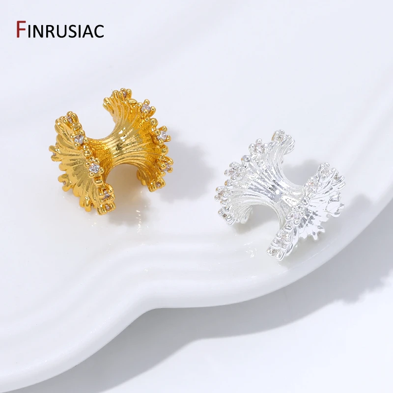 18K Gold Plated Brass Inlaid Zircon Waist Shape Spacer Beads For Bracelet,Separator Beads For DIY Jewelry Making Supplies image 3