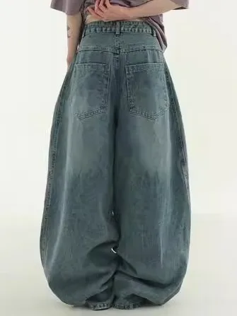 Retro Street Sle Hoge Taille Wijde Pijpen Jeans Dames Cool Spliced Tee Bars Mes Denim Broek Zomer Casual Loose Fit