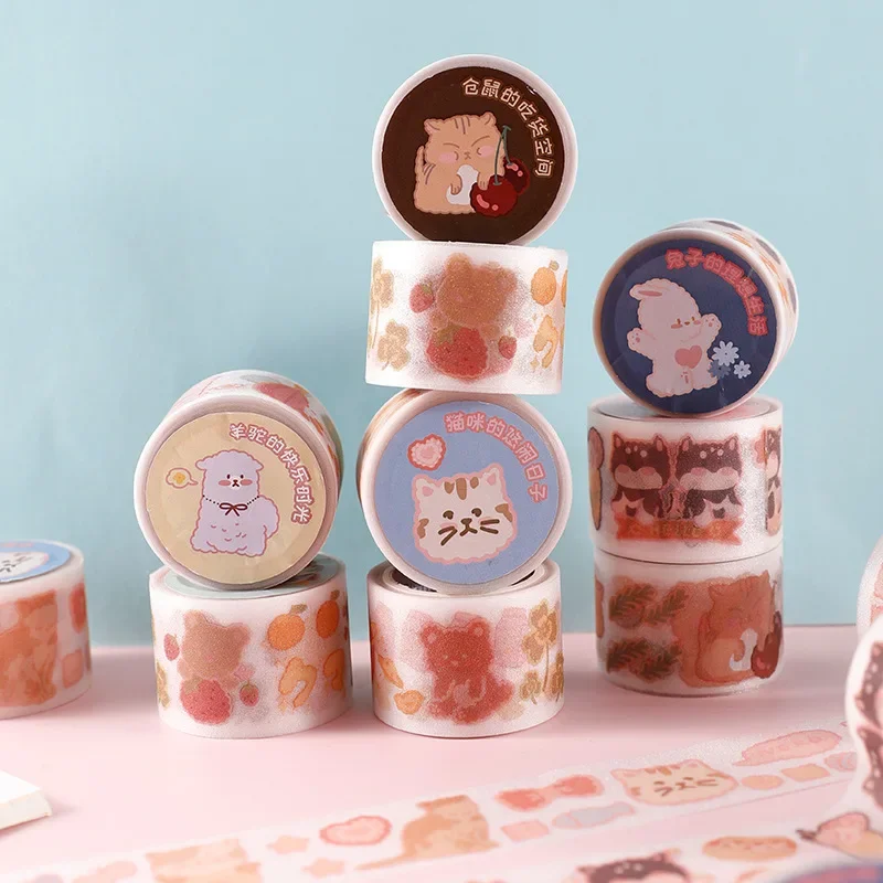 30mm *3M Frosted Washi Tape Cute Animal Series Colorful Hand Account Material DIY Diary Decorative Adhesive Stickers Stationery