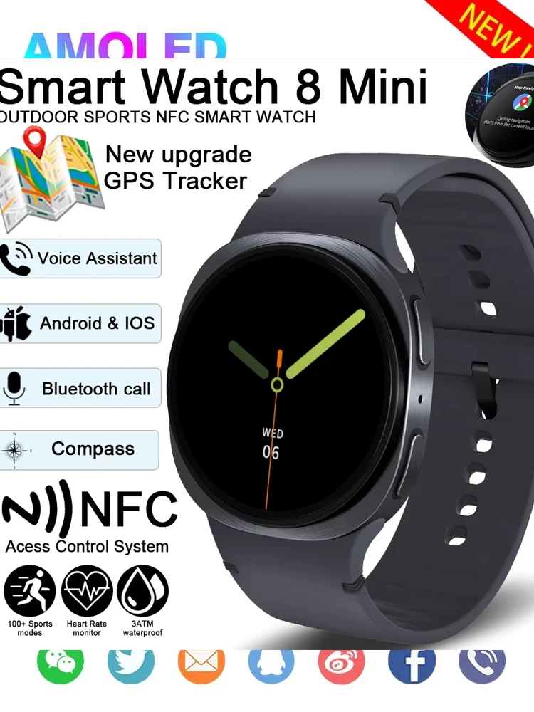 2026 Neue GPS-Tracking Smartwatch für Herren und Damen mit Sportfunktionen, Herzfrequenzmessung, Bluetooth-Anruf, NFC, IP68 Wasserdicht, Kompass, Smartwatch 8 MAX