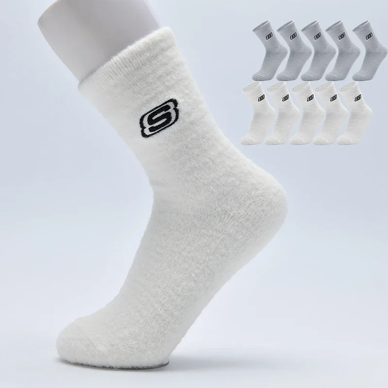 

Skechers Men Women Winter Cotton Sock Men's Sport Fashion Sneakers High Elastic Middle Tube Stocking Sox Running