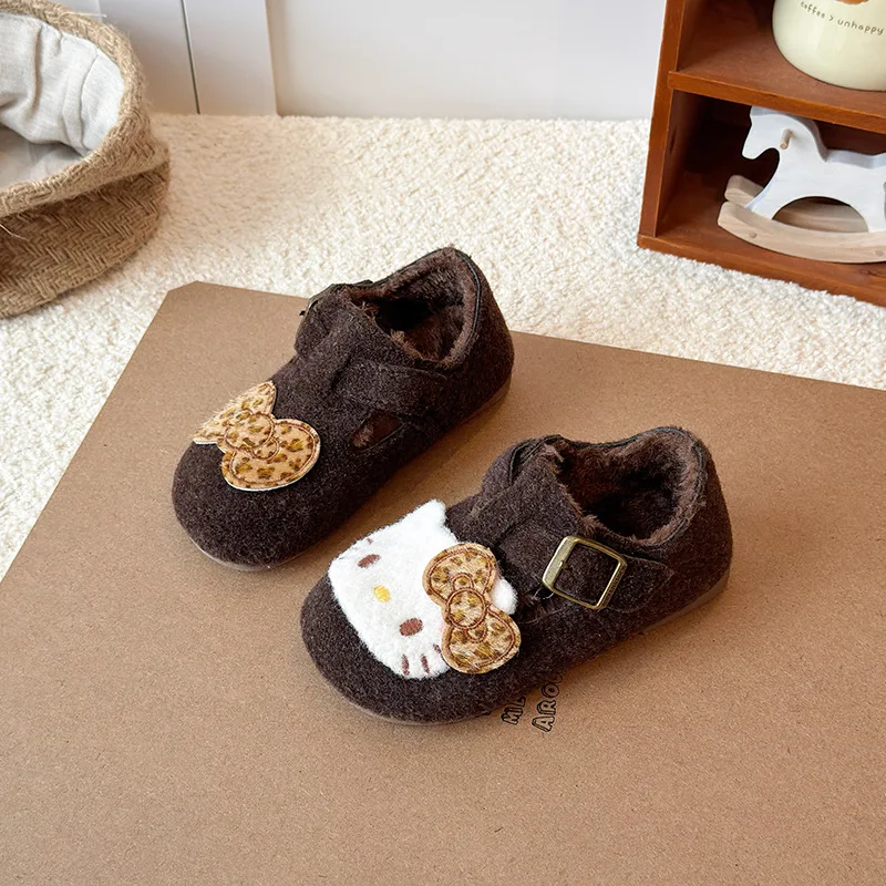 أحذية أطفال كاجوال أحذية تزلج بو الجلود القط الربيع أحذية للفتيات المضادة للانزلاق لينة أسفل الفيلكرو البني الرمادي الأحذية حجم 23-34