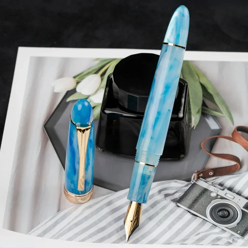 Kaigelu Torpedo Acrylic Resin Fountain Pen F EF/F/M/Long Knife 0.38/0.5/0.7mm Nib Ink Pen Business Stationery Supplies