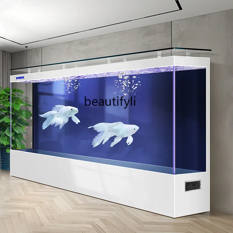 

A57 Giant large fish tank living room ultra-white glass company household floor-to-ceiling ecological viewing aquarium