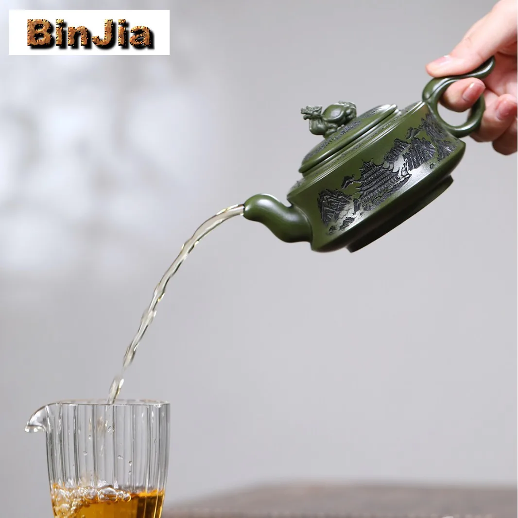 260ml Traditional Yixing Purple Clay Teapot Handmade Dragon Turtle Pot Raw Ore Green Mud Tea Brewing Kettle Chinese Zisha Teaset #3