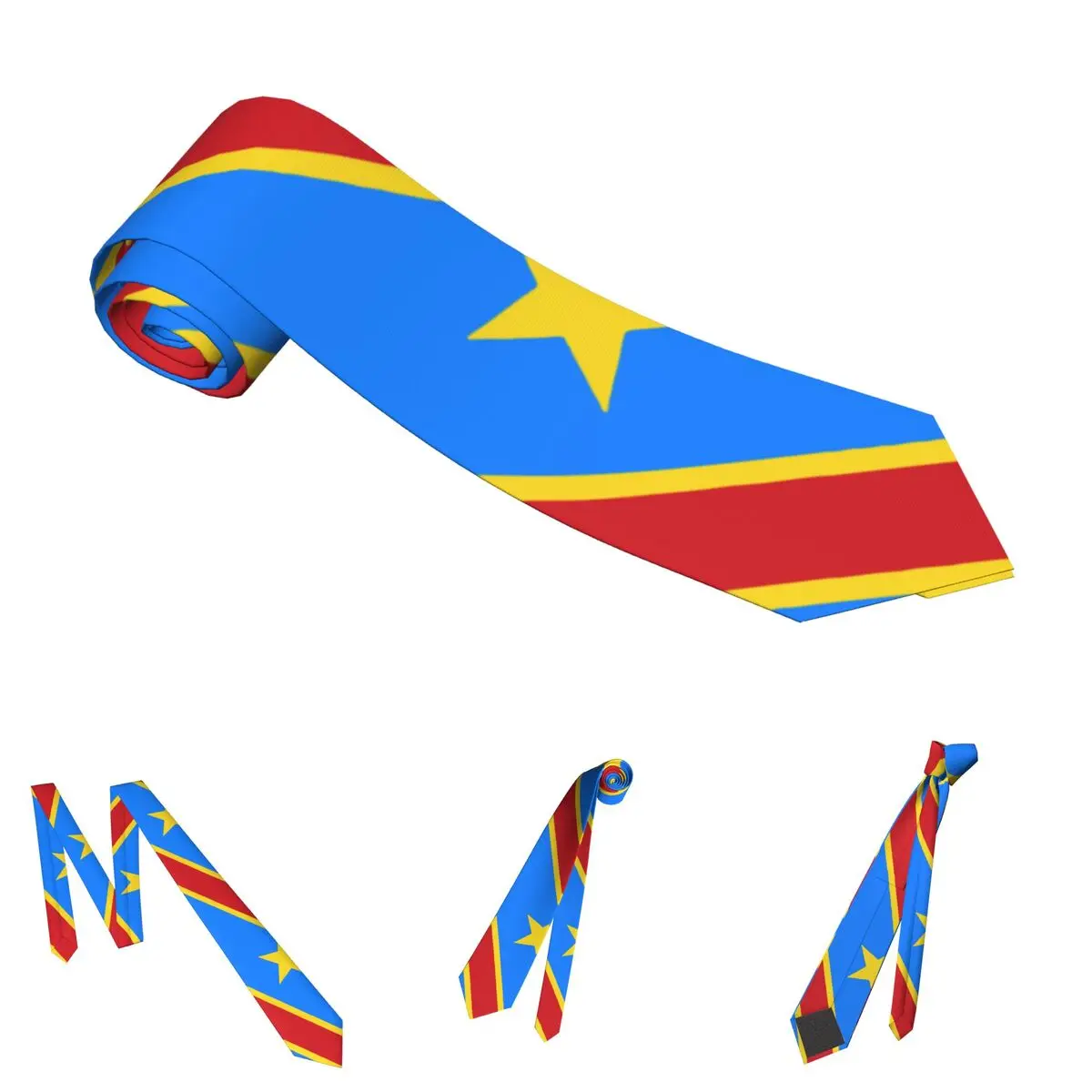 Bandeira do congo kinshasa zaire gravata magro poliéster 8 cm largo pescoço gravata para homem ternos acessórios cravat acessórios de casamento