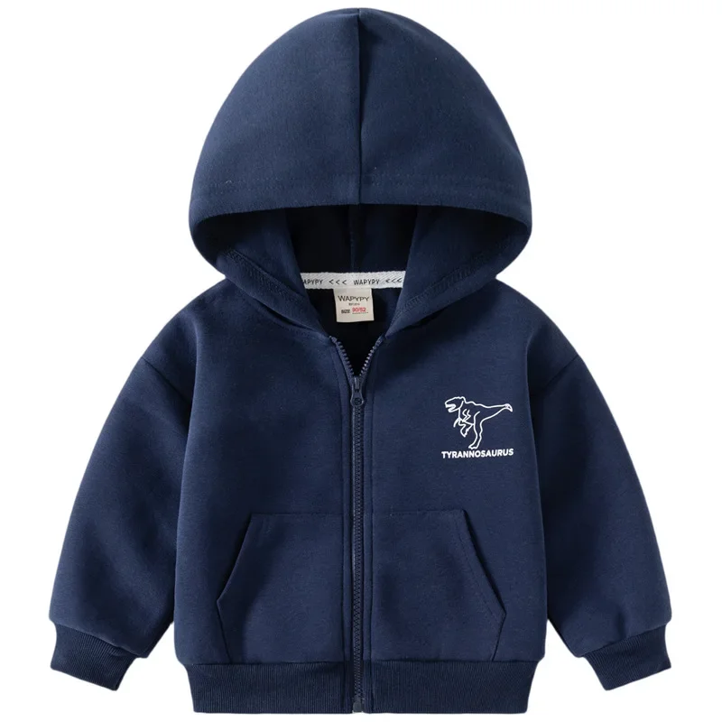 

New 2025 Baby Boys Spring Autumn Fashion Jacket Coat Sportswear Kids Casual Cartoon Dinosaur Zipper Hooded Hoodies Jackets
