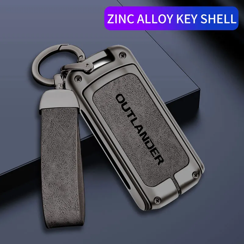 

Zinc Alloy Car Key Cover Case Holder Shell Protector for Mitsubishi Outlander Remote Key Bag Buckle Keychain Auto Accessories