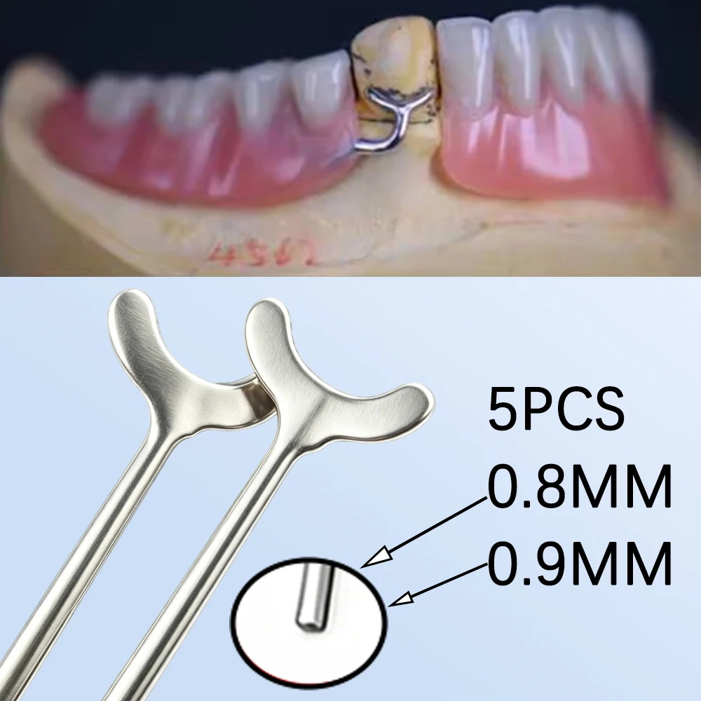 

Scheu Compatible Dental Retainer Components 5Pcs Ball Head J Clasp and Oblique Clasp Combo Y Shape Design 0.8mm