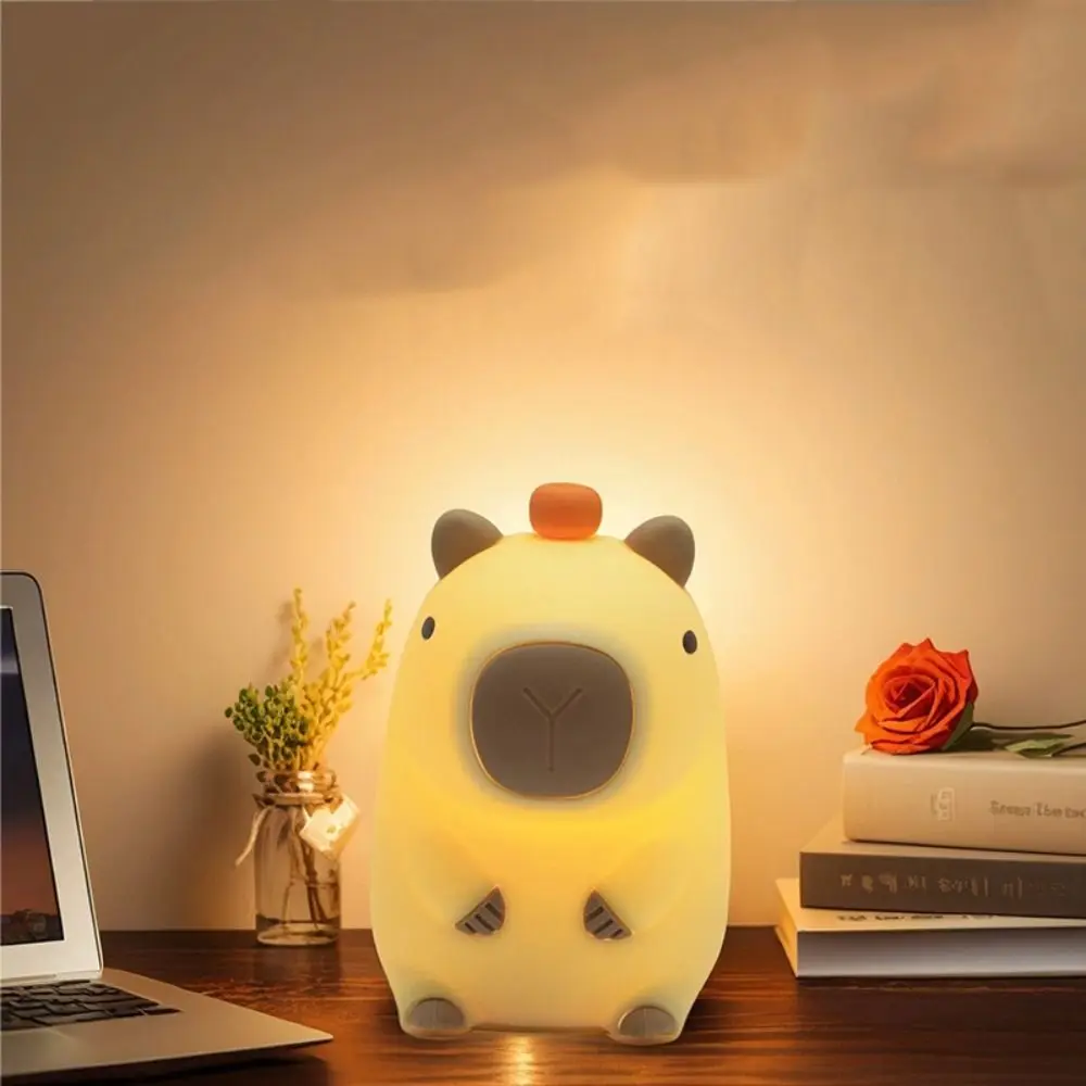 وظيفة التوقيت كابيبارا ضوء الليل رائعتين ملون اللمس الاستشعار ضوء الليل USB قابلة للشحن ضوء النوم هدية عيد ميلاد