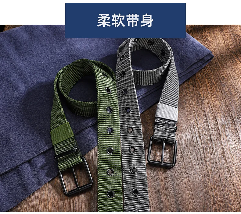 110/130 cm Schwarz Leinwand männer Gürtel Pin Schnalle Leder Gürtel frauen Trendy Gürtel Mit Jeans Gürtel für Männer Frauen Outdoor Sport Gürtel – Detail 5