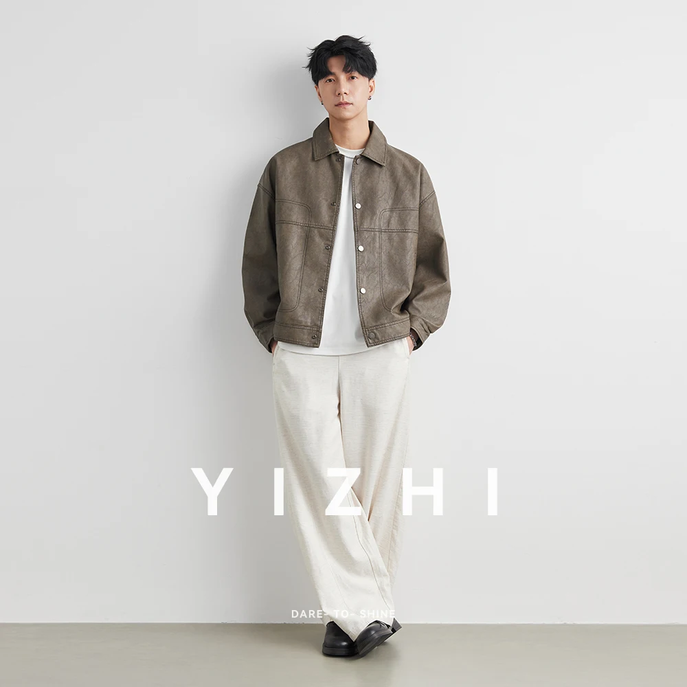 Fashion Men‘s Leather Jacket British Style 2025 Autumn Winter Retro Warm Solid Casual Slimming Short Jacket Coats Men Clothing