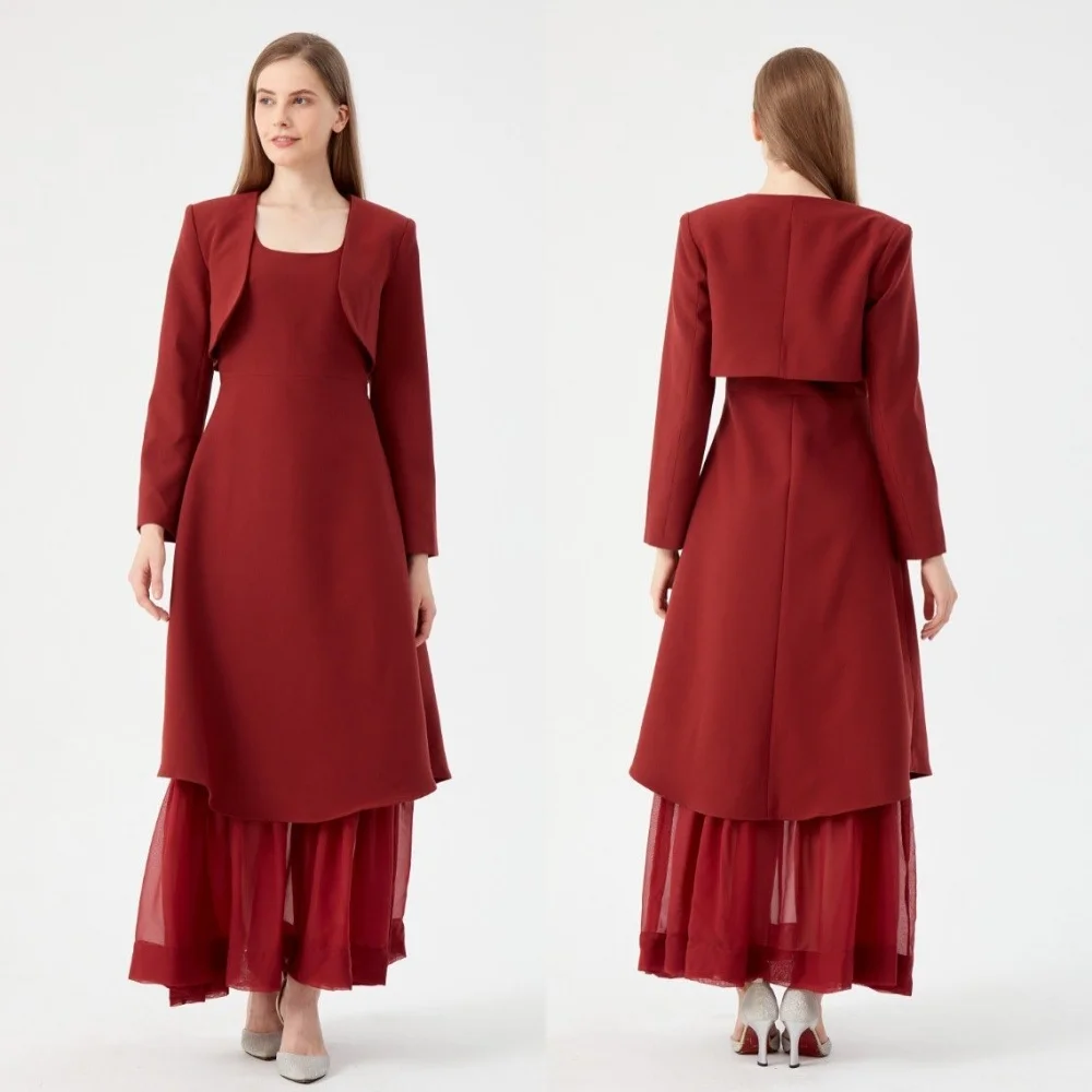 Maßgeschneiderte Jersey-Midikleider in A-Linie mit quadratischem Ausschnitt, maßgeschneiderter Anlass, Heimkehr, elegantes Partykleid von hoher Qualität