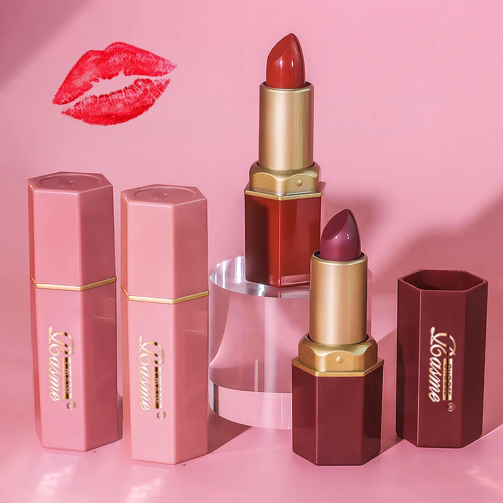 6 Farben Goldbarren Rohr Lippenstift matte Textur Perl glanz Glitter Samt Lippenstift Valentinstag Geschenk 6pcs – Detail 4