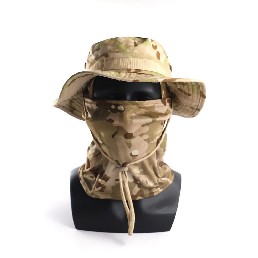 Wandern Angeln Benny Hut Outdoor Sport Sonnencreme UV-Schutz Hals Gesicht Camouflage Verstellbare Benny Hut und Maske