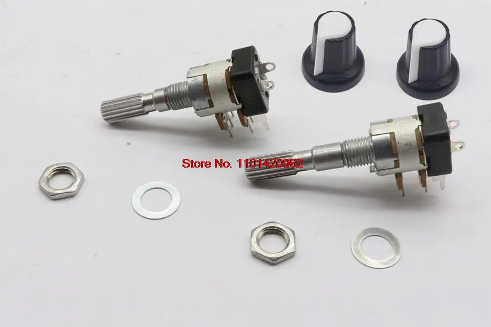 1pcsPotentiometer+1PCS knob  import 125G dual band switch potentiometer A50K B50K handle long 25MM 30MM