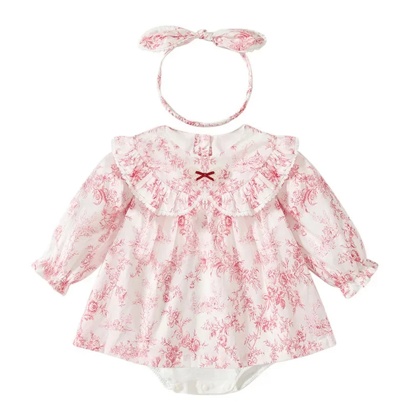 2025 New Spring Newborn Baby Girl Jumpsuit  Long Sleeved Cotton Print Toddler Baby Girl Romper 0-24M Children Clothes