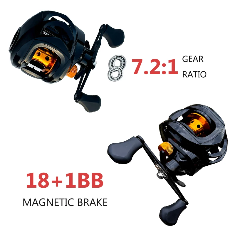 

Ultra-Light Baitcasting Fishing Reel Carbon Frame 8kg Max Drag Power 18+1BB High Speed Gear Ratio Saltwater Freshwater Pesca