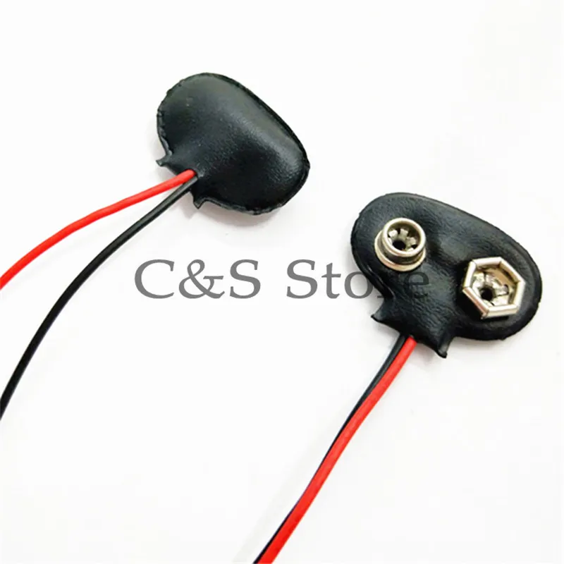 10Pcs 15cm Black Red Cable Connection 9V Battery Clips Connector Buckle T type / I type