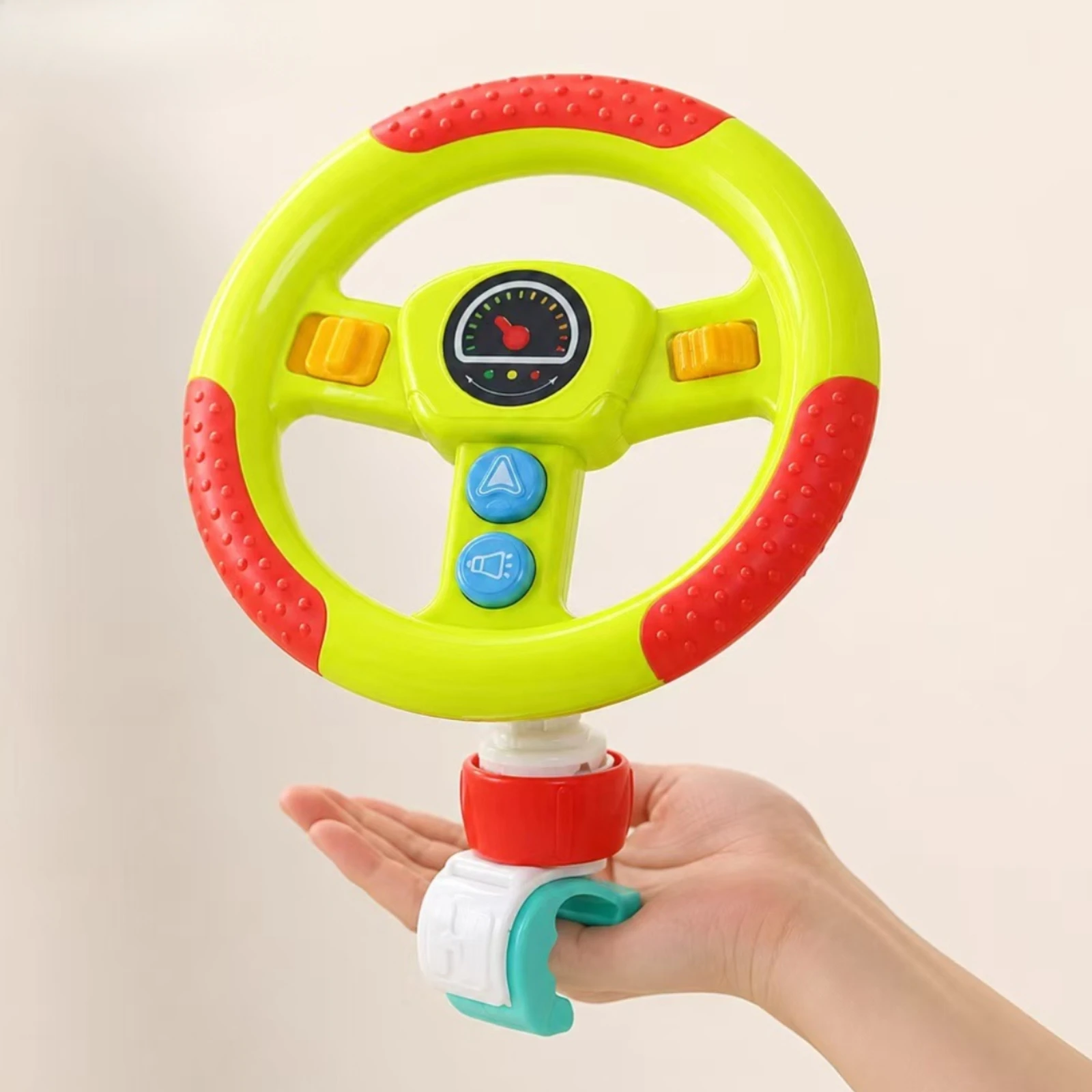 Steering Wheel Toy Light-up Steering Wheel Toy with Clamp Mounting Base Portable Fine Motor Skill Building for Young Children