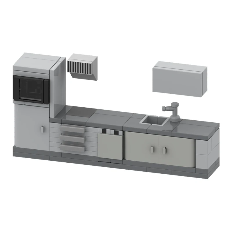 City Street View Model MOC Building Bricks Residence Kitchen Modular Technology Gifts Holiday Assemble Children Toys Suit