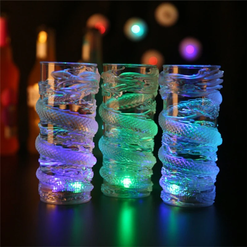 1 Pc Colorful LED Light Cup Creative Glow Drinkware Dragon Decoration for Party Bar Clubs Festive Event