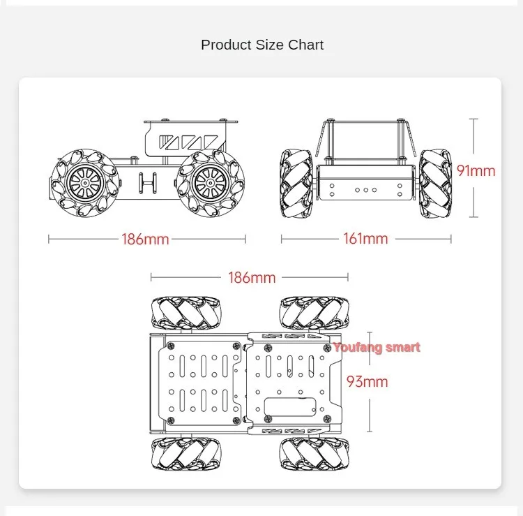 4WD Regular/Mecanum Wheel Chassis with TT Motor Aluminum Alloy Frame Smart Car for Arduino Robot DIY Kit for Raspberry Pi Robot