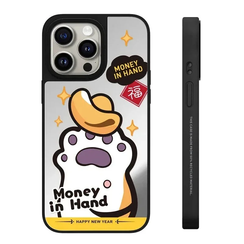 

Mirror Surface Paw Money iPhone 11 12 13 14 15 Pro Max Protective Case, Fits iPhone 15 Pro Max