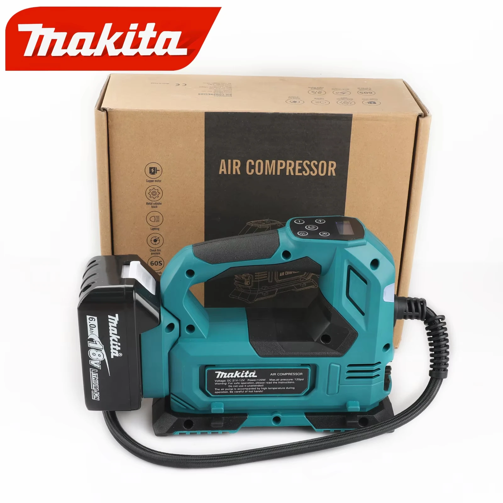 Makita DYS60 gonfleur sans fil automatique pompe à Air électrique pneu de voiture compresseur d'air portatif pour batterie Makita 18V