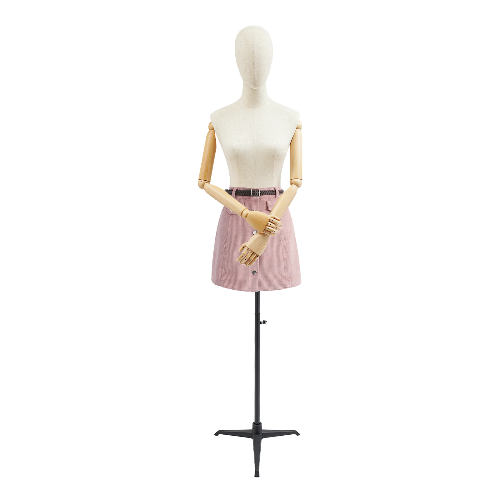 65-120cm Verstellbare Damen-Schaufensterpuppe mit Schwarzem Dreieckigem Standfuß, Geeignet für Boutiquen, Bekleidungsgeschäfte, Schaufenster – Detail 11