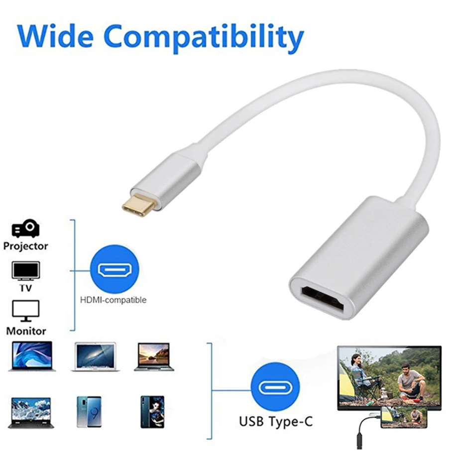Usb c para hdmi-cabo compatível tipo-c para hdmi hd tv adaptador usb 3.1 conversor para computador portátil macbook huawei mate 30 samsung s8 s9