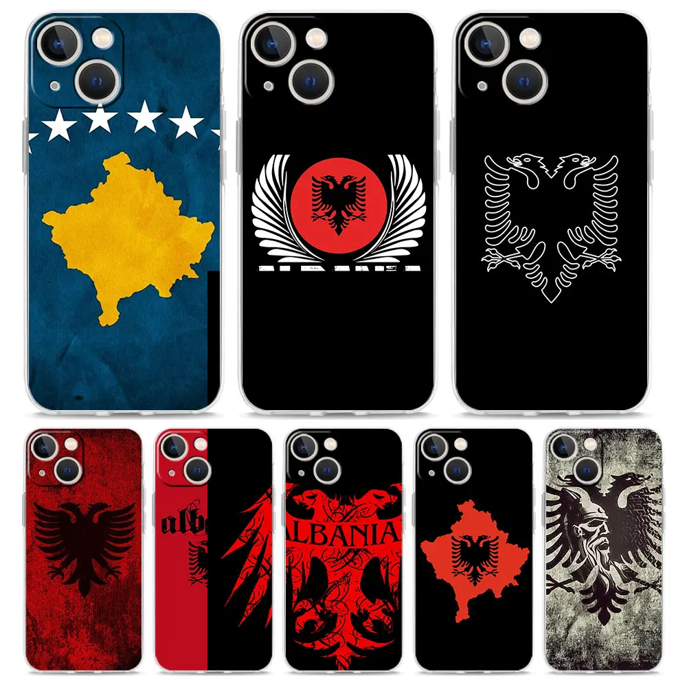 Albania Albanians Flag Luxury Phone Case For iPhone 15 16 14 13 12 11 Pro Max XS X XR SE 7 8 Plus TPU Clear Lens Protect Cover