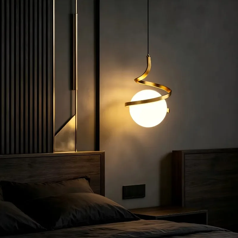 Spiral Pendant Light New Design Glass Art Copper Chandelier For Dining Room Living Room Hanging Light Chandelier High Ceiling