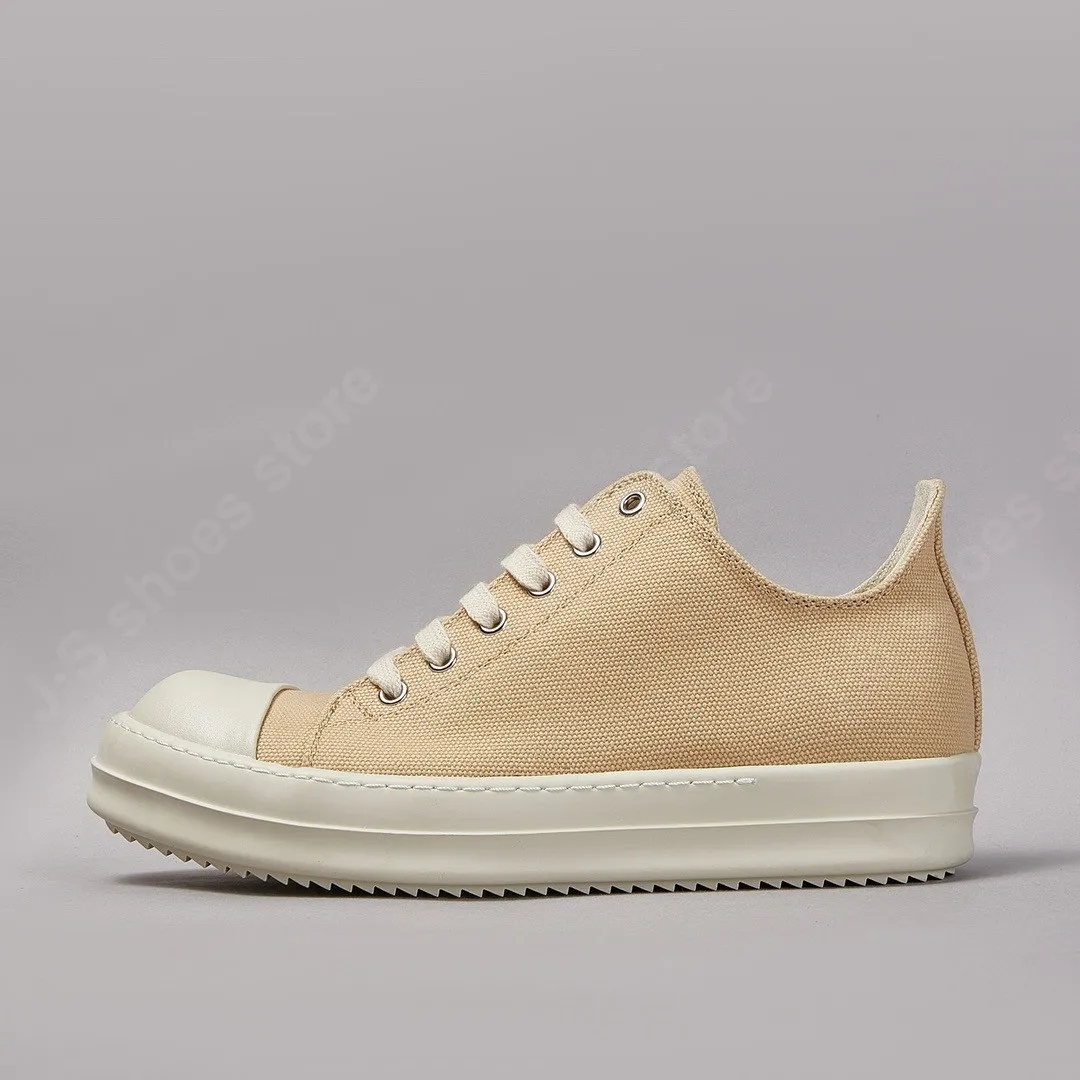 Ricks Shoes Men Canvas Shoes Apricot Women Flat Shoe Retro Casual Shoes RO Sneaker Owens Low Tops Shoes Luxury rubber soled shoe